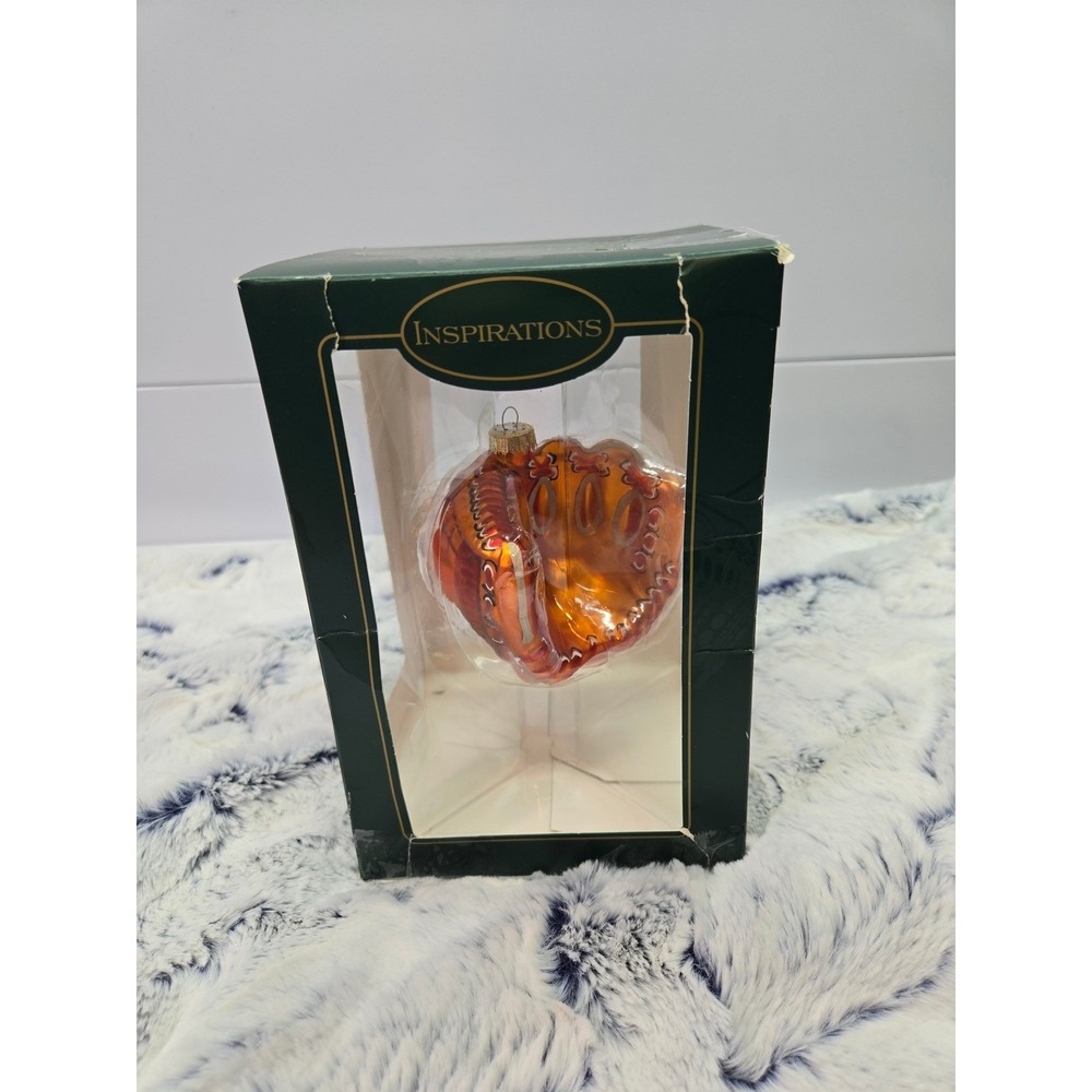 Inspirations Glass Baseball Mitt Ornament‎ in Box Vintage Sports Holiday Decor